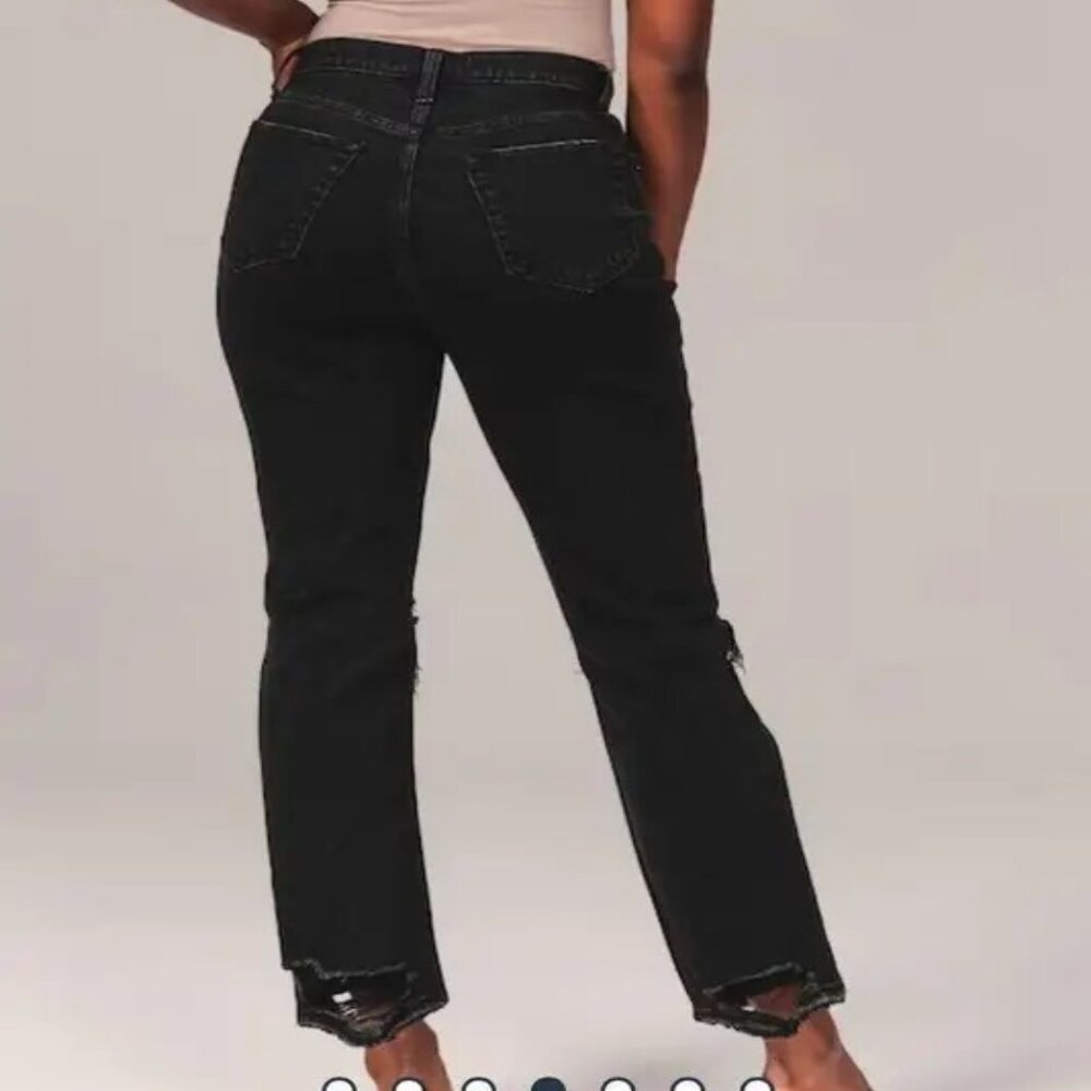 Abercrombie & Fitch Curve Love Black Ankle Straight High Rise Jeans - Size 4S - Picture 2 of 5